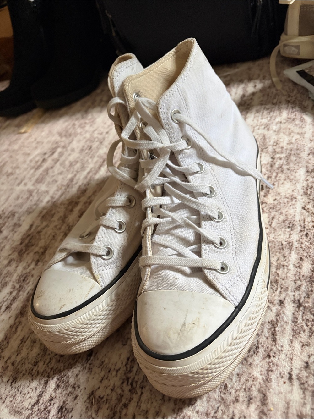 Women’s White High-Top Platform Canvas Sneakers